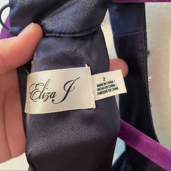 Eliza J Beaded Halter Tiered Chiffon Gown - Picture 8 of 10